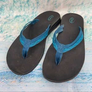 Chaco W8 Blue Teal Flip Flops Sandals
